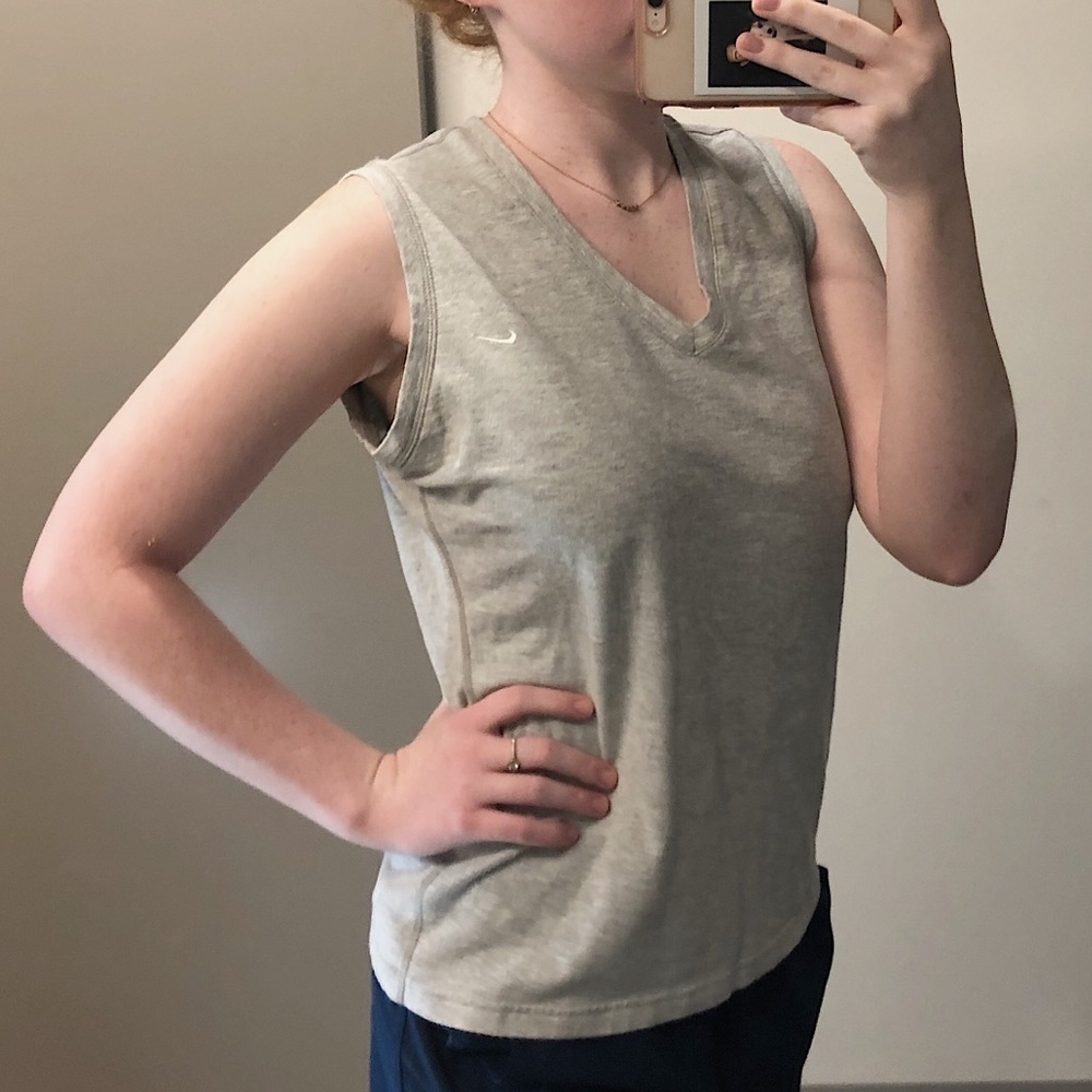 Gray Nike V-Neck Tank Top